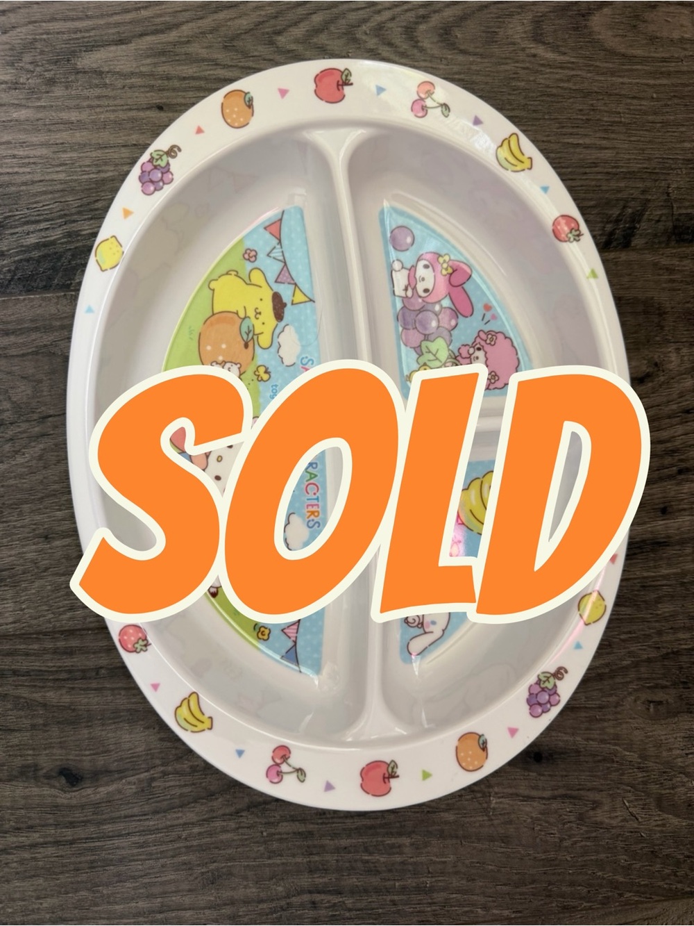 Sanrio Characters Divided Melamine Plate - White with Pastel Accents